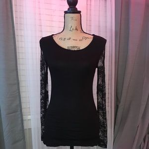 Black long sleeve mesh top